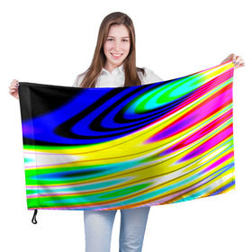 Флаг 3D с принтом Волны красок в Белгороде, 100% полиэстер | плотность ткани — 95 г/м2, размер — 67 х 109 см. Принт наносится с одной стороны | разводы | цветной | яркий