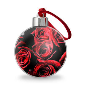 Ёлочный шар с принтом Розы в Белгороде, Пластик | Диаметр: 77 мм | алый | красный | роса | фото | цветы