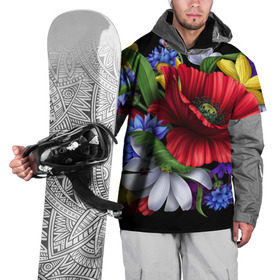 Накидка на куртку 3D с принтом Композиция цветов в Белгороде, 100% полиэстер |  | композиция | мак | ромашки | цветы