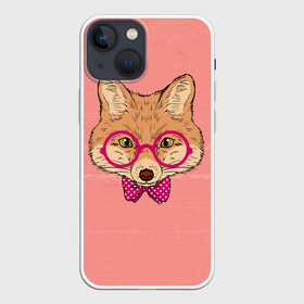 Чехол для iPhone 13 mini с принтом Лиса в Белгороде,  |  | бантик | белый | горошек | жёлтый | коричневый | красный | лиса в очках | оранжевый | очки | розовый | цвет