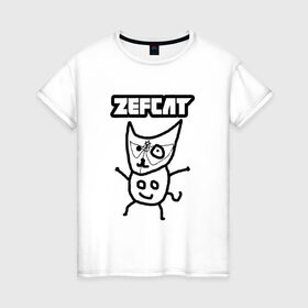 Женская футболка хлопок с принтом Zef cat (Die Antwoord) в Белгороде, 100% хлопок | прямой крой, круглый вырез горловины, длина до линии бедер, слегка спущенное плечо | cat | die antwoord | zef