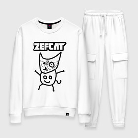Женский костюм хлопок с принтом Zef cat (Die Antwoord) в Белгороде, 100% хлопок | на свитшоте круглая горловина, мягкая резинка по низу. Брюки заужены к низу, на них два вида карманов: два 