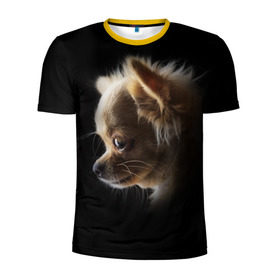 Мужская футболка 3D спортивная с принтом Чихуахуа в Белгороде, 100% полиэстер с улучшенными характеристиками | приталенный силуэт, круглая горловина, широкие плечи, сужается к линии бедра | голова животного | прикольные картинки | собака | чихуахуа | щенок
