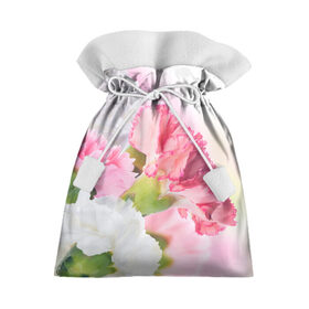 Подарочный 3D мешок с принтом Белые и розовые цветы в Белгороде, 100% полиэстер | Размер: 29*39 см | Тематика изображения на принте: лепестки | прикольные картинки | цветочки | цветы