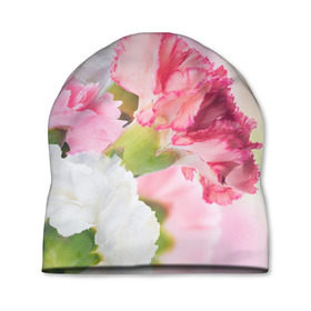 Шапка 3D с принтом Белые и розовые цветы в Белгороде, 100% полиэстер | универсальный размер, печать по всей поверхности изделия | лепестки | прикольные картинки | цветочки | цветы