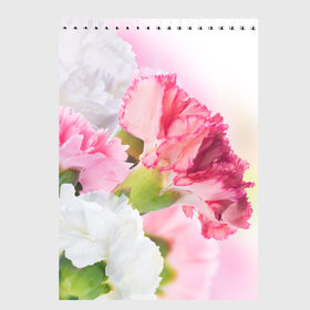 Скетчбук с принтом Белые и розовые цветы в Белгороде, 100% бумага
 | 48 листов, плотность листов — 100 г/м2, плотность картонной обложки — 250 г/м2. Листы скреплены сверху удобной пружинной спиралью | лепестки | прикольные картинки | цветочки | цветы