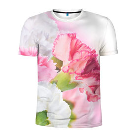 Мужская футболка 3D спортивная с принтом Белые и розовые цветы в Белгороде, 100% полиэстер с улучшенными характеристиками | приталенный силуэт, круглая горловина, широкие плечи, сужается к линии бедра | лепестки | прикольные картинки | цветочки | цветы