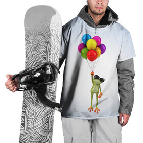 Накидка на куртку 3D с принтом Лягушка на воздушных шарах в Белгороде, 100% полиэстер |  | Тематика изображения на принте: 