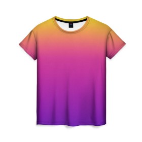 Женская футболка 3D с принтом Чёткий градиент в Белгороде, 100% полиэфир ( синтетическое хлопкоподобное полотно) | прямой крой, круглый вырез горловины, длина до линии бедер | cs:go | градиент | диджей | желтый | музыка | розовый | синий | фиолетовый | чёткий