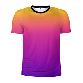 Мужская футболка 3D спортивная с принтом Чёткий градиент в Белгороде, 100% полиэстер с улучшенными характеристиками | приталенный силуэт, круглая горловина, широкие плечи, сужается к линии бедра | cs:go | градиент | диджей | желтый | музыка | розовый | синий | фиолетовый | чёткий