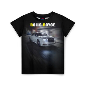 Детская футболка 3D с принтом Rolls-Royce в Белгороде, 100% гипоаллергенный полиэфир | прямой крой, круглый вырез горловины, длина до линии бедер, чуть спущенное плечо, ткань немного тянется | rolls royce | авто | автомобиль | роллс ройс