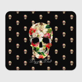 Коврик прямоугольный с принтом Мексиканский череп в Белгороде, натуральный каучук | размер 230 х 185 мм; запечатка лицевой стороны | день мертвых | мексика | паттерн | темный | традция | узоры | цветочный | цветы
