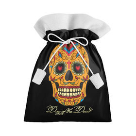 Подарочный 3D мешок с принтом Мексиканский череп в Белгороде, 100% полиэстер | Размер: 29*39 см | Тематика изображения на принте: день мертвых | мексика | традция | узоры | цветы