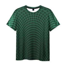Мужская футболка 3D с принтом Парящие кружки в Белгороде, 100% полиэфир | прямой крой, круглый вырез горловины, длина до линии бедер | абстракция | зеленый | круги | объем | стиль | тень
