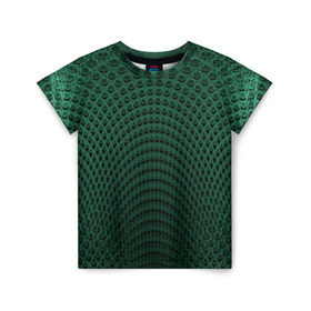 Детская футболка 3D с принтом Парящие кружки в Белгороде, 100% гипоаллергенный полиэфир | прямой крой, круглый вырез горловины, длина до линии бедер, чуть спущенное плечо, ткань немного тянется | абстракция | зеленый | круги | объем | стиль | тень