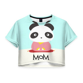 Женская футболка 3D укороченная с принтом Family Look в Белгороде, 100% полиэстер | круглая горловина, длина футболки до линии талии, рукава с отворотами | family look | для семьи | панда | семейные