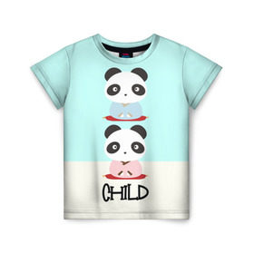 Детская футболка 3D с принтом Family Look в Белгороде, 100% гипоаллергенный полиэфир | прямой крой, круглый вырез горловины, длина до линии бедер, чуть спущенное плечо, ткань немного тянется | family look | для семьи | панда | семейные