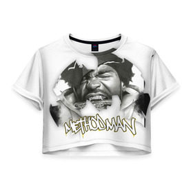 Женская футболка 3D укороченная с принтом Wu-tang Clan в Белгороде, 100% полиэстер | круглая горловина, длина футболки до линии талии, рукава с отворотами | Тематика изображения на принте: methodman