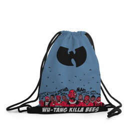 Рюкзак-мешок 3D с принтом Wu-Tang Clan в Белгороде, 100% полиэстер | плотность ткани — 200 г/м2, размер — 35 х 45 см; лямки — толстые шнурки, застежка на шнуровке, без карманов и подкладки | Тематика изображения на принте: wu tang
