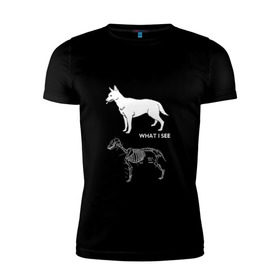 Мужская футболка премиум с принтом I Am Vet в Белгороде, 92% хлопок, 8% лайкра | приталенный силуэт, круглый вырез ворота, длина до линии бедра, короткий рукав | ветеринар | ветеринарный врач | кошки | скелет | собаки