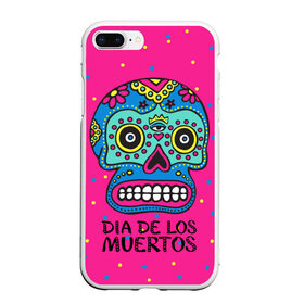 Чехол для iPhone 7Plus/8 Plus матовый с принтом Мексиканский череп в Белгороде, Силикон | Область печати: задняя сторона чехла, без боковых панелей | Тематика изображения на принте: день мертвыхб сахарный череп | мексика | традиция | узоры | цветы