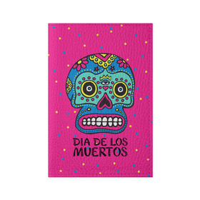 Обложка для паспорта матовая кожа с принтом Мексиканский череп в Белгороде, натуральная матовая кожа | размер 19,3 х 13,7 см; прозрачные пластиковые крепления | день мертвыхб сахарный череп | мексика | традиция | узоры | цветы