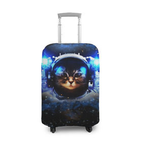 Чехол для чемодана 3D с принтом Кот космонавт в Белгороде, 86% полиэфир, 14% спандекс | двустороннее нанесение принта, прорези для ручек и колес | звёздное небо | космос | кот | кошка | прикольные картинки