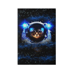 Обложка для паспорта матовая кожа с принтом Кот космонавт в Белгороде, натуральная матовая кожа | размер 19,3 х 13,7 см; прозрачные пластиковые крепления | Тематика изображения на принте: звёздное небо | космос | кот | кошка | прикольные картинки