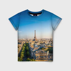 Детская футболка 3D с принтом Paris в Белгороде, 100% гипоаллергенный полиэфир | прямой крой, круглый вырез горловины, длина до линии бедер, чуть спущенное плечо, ткань немного тянется | 