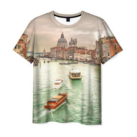 Мужская футболка 3D с принтом Венеция в Белгороде, 100% полиэфир | прямой крой, круглый вырез горловины, длина до линии бедер | 