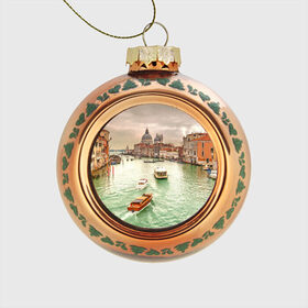 Стеклянный ёлочный шар с принтом Венеция в Белгороде, Стекло | Диаметр: 80 мм | 
