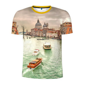Мужская футболка 3D спортивная с принтом Венеция в Белгороде, 100% полиэстер с улучшенными характеристиками | приталенный силуэт, круглая горловина, широкие плечи, сужается к линии бедра | 