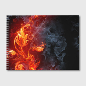 Альбом для рисования с принтом Стихия огня в Белгороде, 100% бумага
 | матовая бумага, плотность 200 мг. | Тематика изображения на принте: дым | пламя | страсть