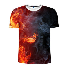 Мужская футболка 3D спортивная с принтом Стихия огня в Белгороде, 100% полиэстер с улучшенными характеристиками | приталенный силуэт, круглая горловина, широкие плечи, сужается к линии бедра | дым | пламя | страсть