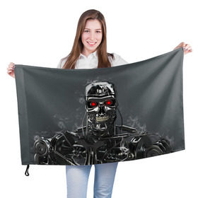 Флаг 3D с принтом Терминатор 2 в Белгороде, 100% полиэстер | плотность ткани — 95 г/м2, размер — 67 х 109 см. Принт наносится с одной стороны | terminator | арнольд шварценнегер | боевик | робот
