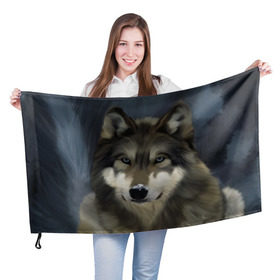 Флаг 3D с принтом Картина волк в Белгороде, 100% полиэстер | плотность ткани — 95 г/м2, размер — 67 х 109 см. Принт наносится с одной стороны | волк | животные | собака