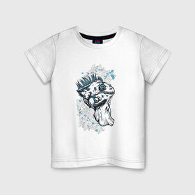 Детская футболка хлопок с принтом Игуана в Белгороде, 100% хлопок | круглый вырез горловины, полуприлегающий силуэт, длина до линии бедер | хищник | ящерица