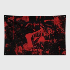 Флаг-баннер с принтом Kill Em All в Белгороде, 100% полиэстер | размер 67 х 109 см, плотность ткани — 95 г/м2; по краям флага есть четыре люверса для крепления | металлика
