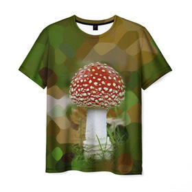 Мужская футболка 3D с принтом Мухоморчик в Белгороде, 100% полиэфир | прямой крой, круглый вырез горловины, длина до линии бедер | гриб | камуфляж | лес | мухомор | поганка | яд | ядовитый