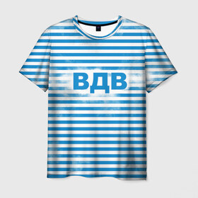 Мужская футболка 3D с принтом ВДВ в Белгороде, 100% полиэфир | прямой крой, круглый вырез горловины, длина до линии бедер | вдв