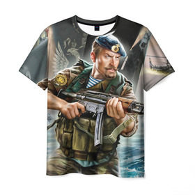 Мужская футболка 3D с принтом ВДВ в Белгороде, 100% полиэфир | прямой крой, круглый вырез горловины, длина до линии бедер | армия