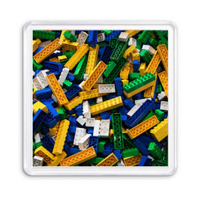 Магнит 55*55 с принтом Конструктор LEGO в Белгороде, Пластик | Размер: 65*65 мм; Размер печати: 55*55 мм | Тематика изображения на принте: игрушка | конструктор | лего