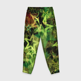 Детские брюки 3D с принтом Зеленые звезды в Белгороде, 100% полиэстер | манжеты по низу, эластичный пояс регулируется шнурком, по бокам два кармана без застежек, внутренняя часть кармана из мелкой сетки | звезды | космос | небо