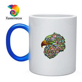 Кружка хамелеон с принтом Радужный Орел в Белгороде, керамика | меняет цвет при нагревании, емкость 330 мл | красота | птица | цвета | яркие