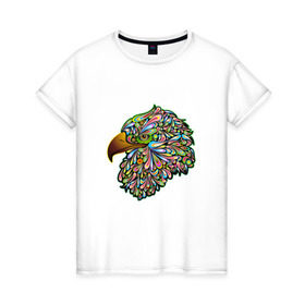 Женская футболка хлопок с принтом Радужный Орел в Белгороде, 100% хлопок | прямой крой, круглый вырез горловины, длина до линии бедер, слегка спущенное плечо | красота | птица | цвета | яркие