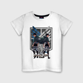 Детская футболка хлопок с принтом Attack on Titan - Eren & Levi в Белгороде, 100% хлопок | круглый вырез горловины, полуприлегающий силуэт, длина до линии бедер | attack on titan | eren | levi