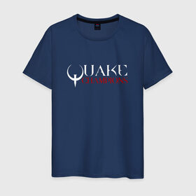 Мужская футболка хлопок с принтом Quake Champions в Белгороде, 100% хлопок | прямой крой, круглый вырез горловины, длина до линии бедер, слегка спущенное плечо. | q1 | q2 | q3 | quake | квейк