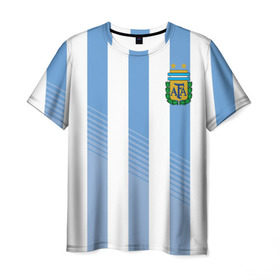 Мужская футболка 3D с принтом Сборная Аргентины по футболу в Белгороде, 100% полиэфир | прямой крой, круглый вырез горловины, длина до линии бедер | argentina | аргентина