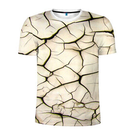 Мужская футболка 3D спортивная с принтом Dry Soil в Белгороде, 100% полиэстер с улучшенными характеристиками | приталенный силуэт, круглая горловина, широкие плечи, сужается к линии бедра | земля | пустыня | трещины