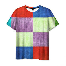 Мужская футболка 3D с принтом Лоскутное шитье в Белгороде, 100% полиэфир | прямой крой, круглый вырез горловины, длина до линии бедер | полотно | разноцветный | ткань